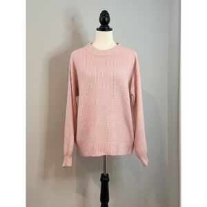 American Eagle Pink Waffle Knit Crew Neck Long Sleeve Sweater Size S
